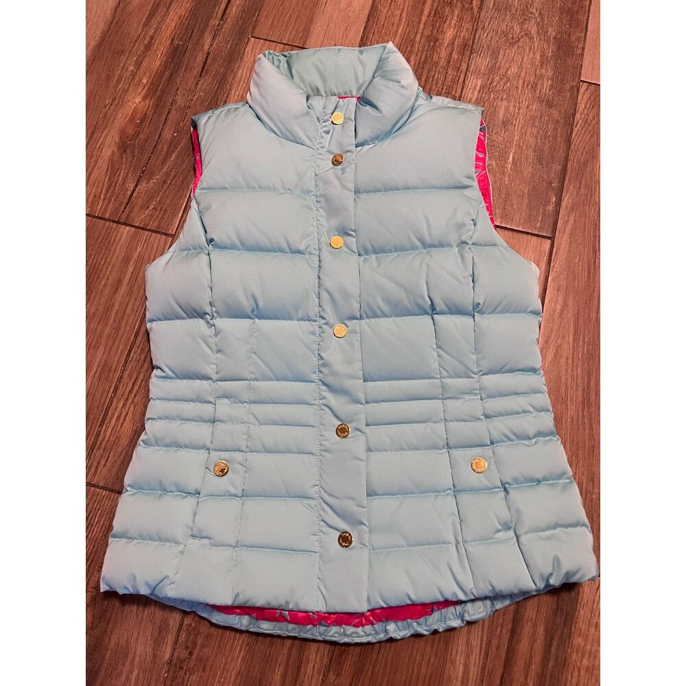Lilly Pulitzer Women's Light Blue Down Puffer Vest Medium EUC
